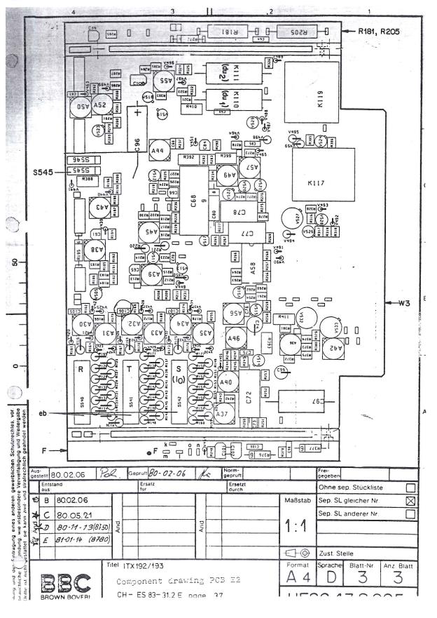 Drawing of the BBX ITX 193 printed circuit board - from the manual